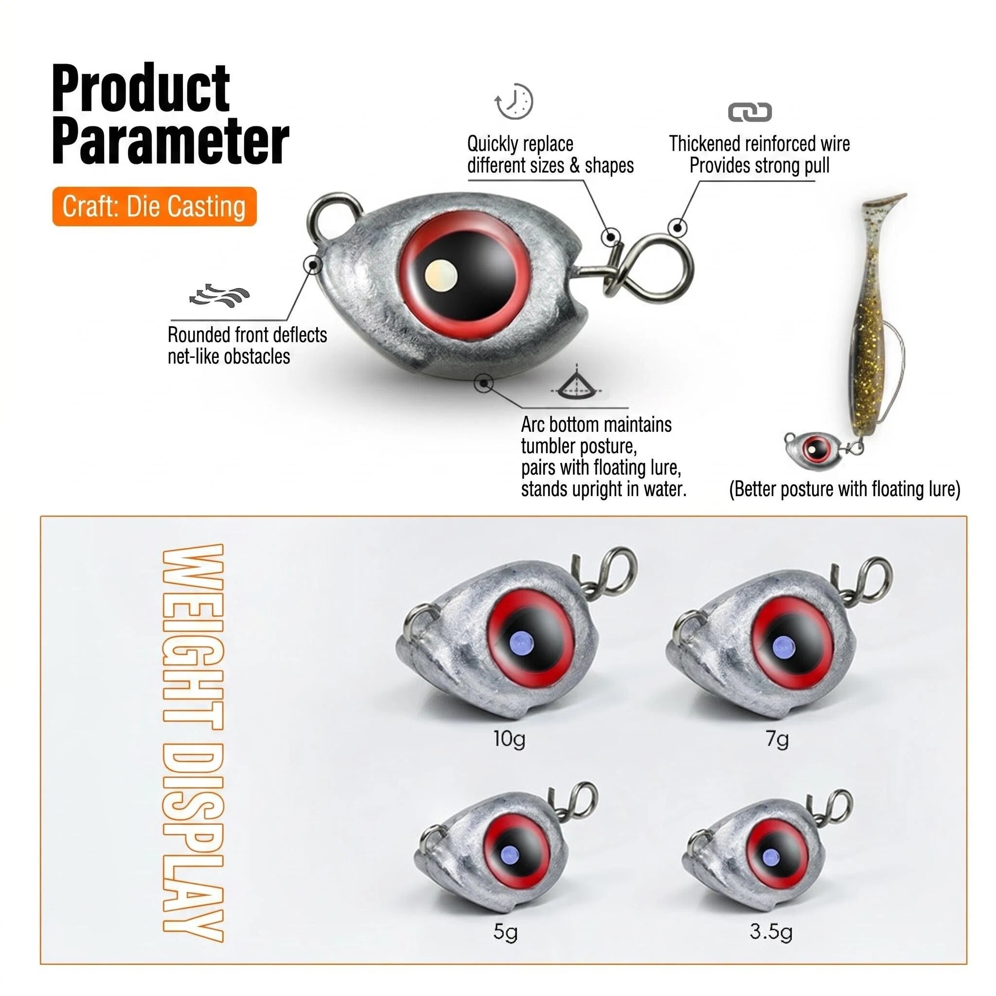 5PCS 3.5g 5g 7g 10g Wobbler Ji - مراجعة Jig Head Lure وسعره