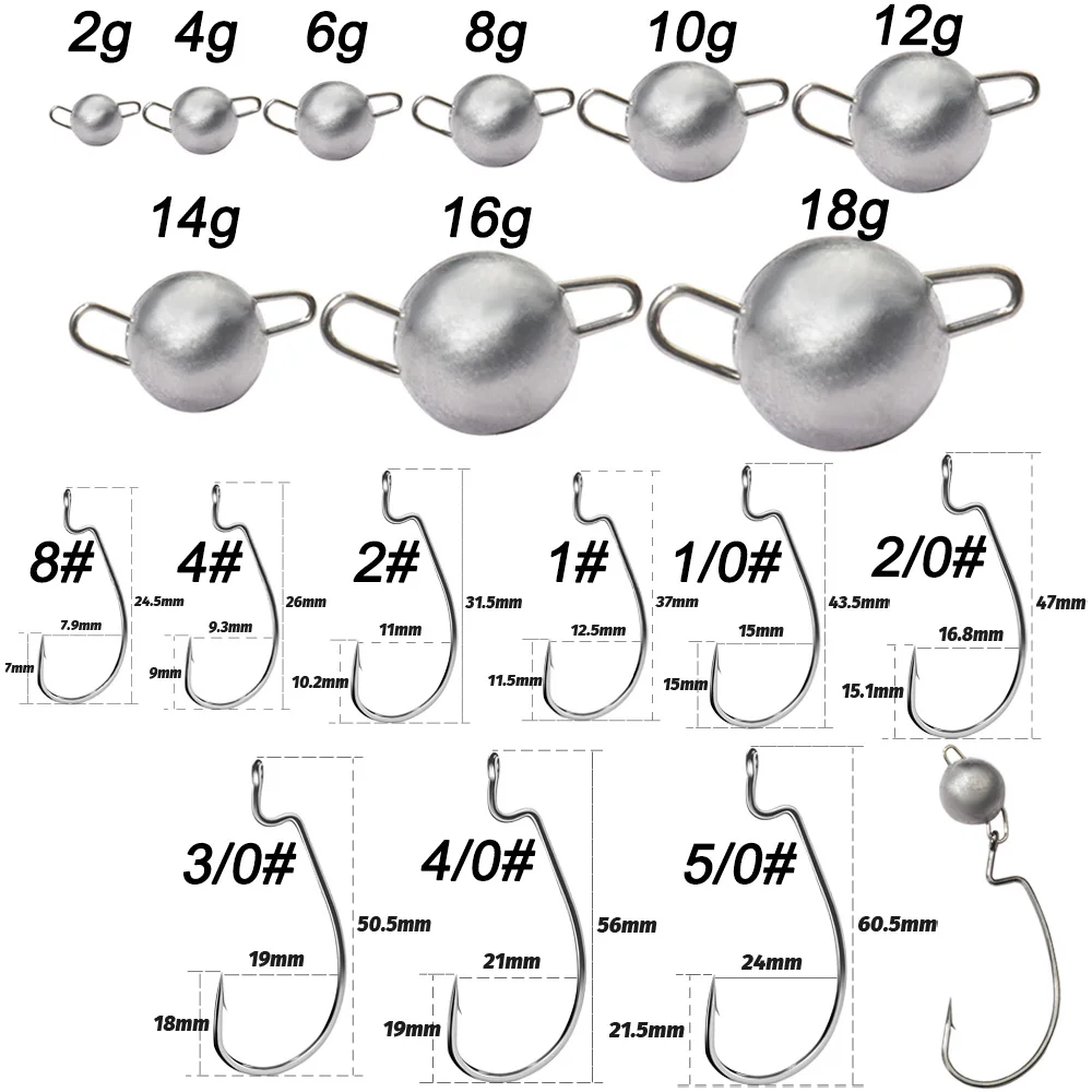 5Pcs Metal Jig Head Worm Hooks - مراجعة Jig Head Lure وسعره