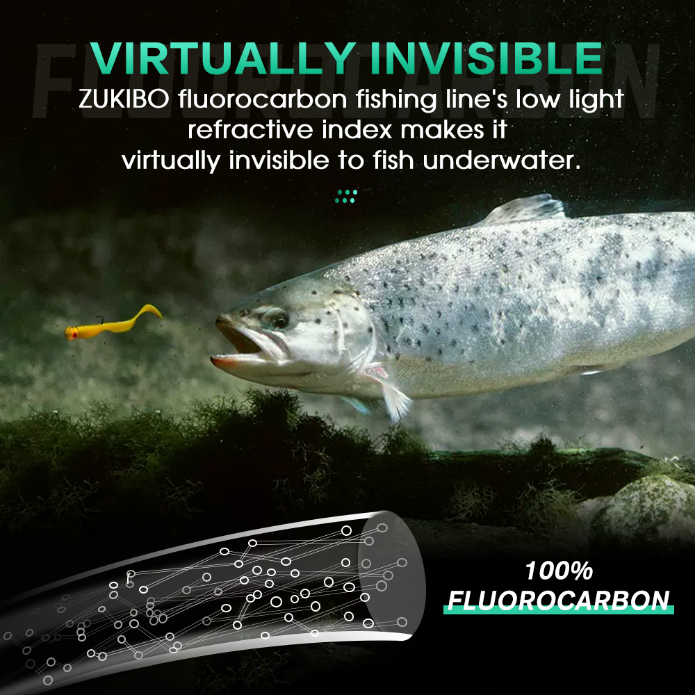 ZUKIBO 100% Fluorocarbon Fishi - مراجعة Fluorocarbon Line وسعره